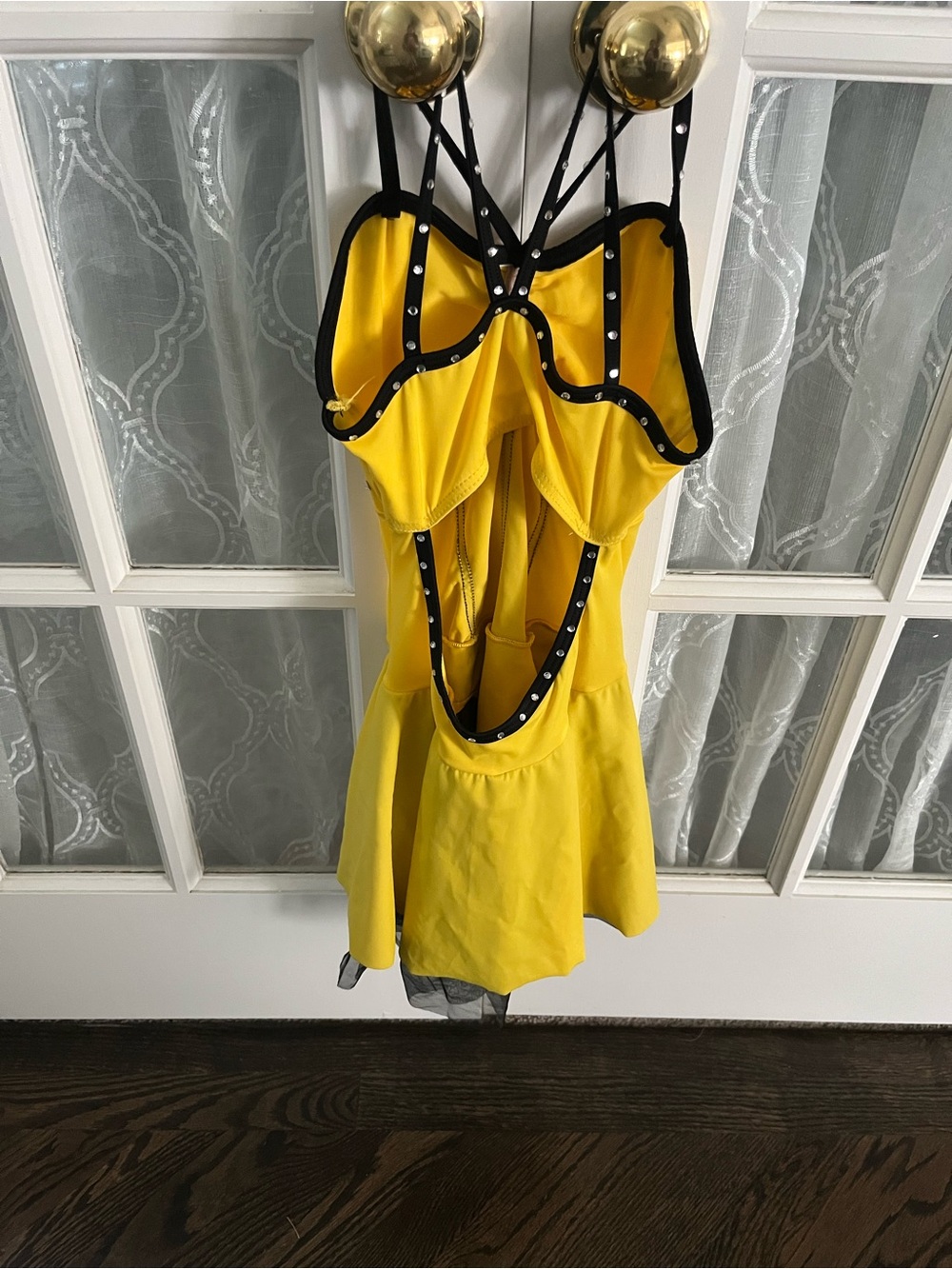 Yellow and Black Rhinestone Dance Costume Dress - Preteen GUC - Picture 5 of 6